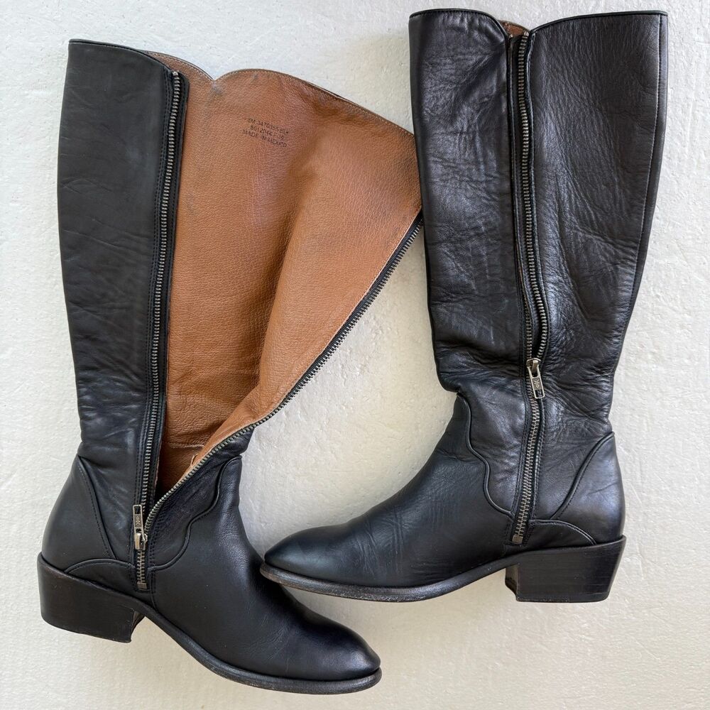 Size 8M - Frye Carson Piping Tall Black Leather  Women’s Boots - Picture 4 of 10